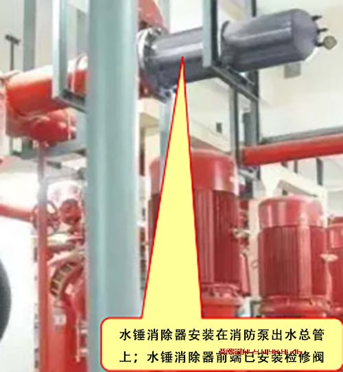 消防水泵出水管水锤消除器安装不符合要求